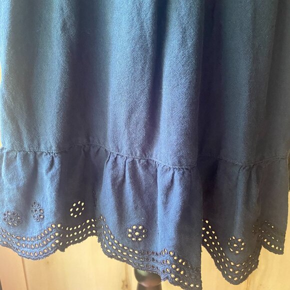 Converse One Star Navy Blue ruffle eyelet cotton sundress mini dress M Y2K boho - Picture 11 of 11